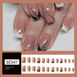 Zjkrl - 24 Pcs Pink Ballet False Nails With Glue Detachable French Wearable Press On Nails Acrylic Manicure Tips