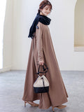 Zjkrl - Simple 6 Colors Plus Size Loose Long Sleeve Casual Dress