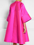 Half Sleeves Solid Color Midi Dresses