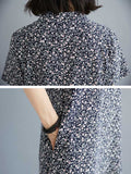 Zjkrl - Artistic Retro Floral Printed Stand Collar Short Sleeves Cheongsam Midi Dress