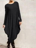 Zjkrl - Cotton-blend 5XL Irregular Bottom Loose Casual Maxi Dress