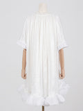 Zjkrl - High-Low Loose Floral Pleated Split-Joint Stand Collar Mini Dresses