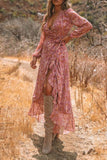 Zjkrl - Cashew Print Long Sleeve Maxi Dress