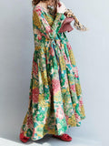Zjkrl - National Style Flower Printed Long Dress