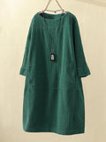 10 Colors Vintage Solid Color Split-Joint Mini Dress Corduroy Dress