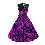 Women's Retro 1950s Vintage Dress Midi Dress Halloween Holiday Lace Patchwork Ombre Crew Neck Sleeveless Regular Fit Spring Fall 2023 Deep Purple Navy Blue S M L XL