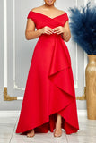 Zjkrl - White Daily Celebrities Elegant Patchwork Flounce Solid Color V Neck Asymmetrical Dresses