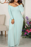 Zjkrl - Black Casual Solid Basic V Neck Long Sleeve Dresses