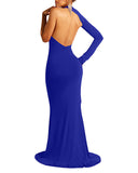 Zjkrl - Asymmetrical One Shoulder High Slit Backless Mermaid Dress