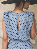 Women's Sheath Dress Knee Length Dress - Sleeveless Polka Dot Print Polka Dots Ruched Spring & Summer Plus Size Hot Vintage White Red Light Blue