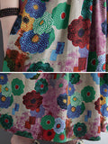 Zjkrl - Vintage Loose Multi-Colored Floral Printed Midi Dress