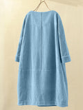 10 Colors Vintage Solid Color Split-Joint Mini Dress Corduroy Dress