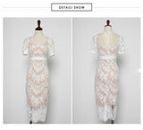 Zjkrl - Elegant Summer Lace Dress Women's Sheath Crochet Hollow Out Casual Work Bodycon Pencil Vestido Dress