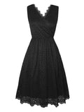Women‘s Halloween Dress Retro Vintage Dress Midi Dress Party Lace Plain V Neck Sleeveless 2023 Black White S M L XL