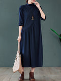 Zjkrl - Original Solid High-Neck Knitting Dress