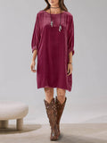 Zjkrl - Casual Loose Velvet Dress