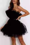 Zjkrl - Black Sexy Elegant Solid Patchwork Strapless Princess Dresses