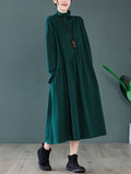 Zjkrl - Original Solid High-Neck Knitting Dress