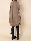 Zjkrl - Original Loose Pleated 4 Colors Round-Neck Long Sleeves Short Dress