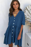 Zjkrl - Fashion Casual Solid V Neck Dresses