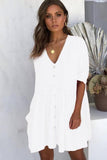Zjkrl - Fashion Casual Solid V Neck Dresses