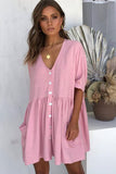 Zjkrl - Fashion Casual Solid V Neck Dresses