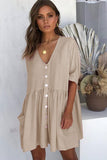 Zjkrl - Fashion Casual Solid V Neck Dresses