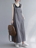 Zjkrl - Casual Solid Color With Pocket Suspender Dress