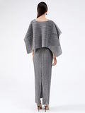 Zjkrl - Urban Loose Solid Color Tied Pleated Top&V-Back Vest Dress Two Pieces Set