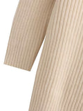 Zjkrl - Simple Long Sleeves Loose Solid Color High-Neck Sweater Dresses