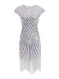 Women‘s Halloween Dress Party Dress Fringe Dress Sequin Dress Midi Dress Silver Black White Sleeveless Floral Sequins Summer Spring Fall Crew Neck Party Party Summer Dress 2023 XS S M L XL XXL