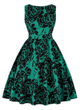 Women‘s Halloween Dress Retro 1950s Vintage Dress Midi Dress Party Print Graphic Crew Neck Sleeveless Regular Fit Summer Spring 2023 Black Green Deep Purple S M L XL