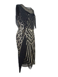 Women‘s Halloween Dress Party Dress Fringe Dress Sequin Dress Midi Dress Green Black Gold Short Sleeve Striped Sequins Spring Fall Crew Neck 1920s Party 2023 Style M L XL XXL 3XL