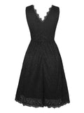 Women‘s Halloween Dress Retro Vintage Dress Midi Dress Party Lace Plain V Neck Sleeveless 2023 Black White S M L XL