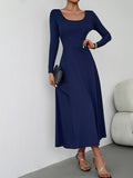 Women's Casual Dress Sheath Dress Black Dress Long Dress Maxi Dress Patchwork Street Daily Holiday Fashion Streetwear Crew Neck Long Sleeve 2023 Slim Black White Wine Color S M L XL Size