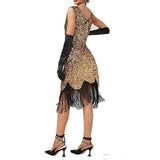 Women's Retro 1920s Fringe Dress Midi Dress Party Holiday Sequins Tassel Fringe Floral V Neck Sleeveless Regular Fit Spring Fall 2023 Black Pink XS S M L