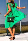 Lovely Loose Pleated Solid Color Dress