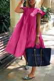 Lovely Loose Pleated Solid Color Dress