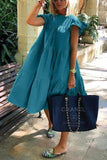Lovely Loose Pleated Solid Color Dress