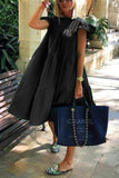 Lovely Loose Pleated Solid Color Dress