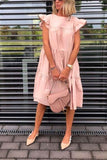 Lovely Loose Pleated Solid Color Dress