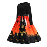 Women‘s Halloween Dress Retro 1950s Vintage Dress Midi Dress Holiday With Belt Bow Graphic Crew Neck Long Sleeve Regular Fit Spring Fall 2023 Pink Red S M L XL