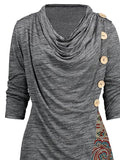 Women's Casual Dress Print Dress Spring Dress Floral Paisley Ruched Patchwork Cowl Neck Mini Dress Vintage Ethnic Outdoor Date Long Sleeve Loose Fit Gray Spring Fall S M L XL XXL