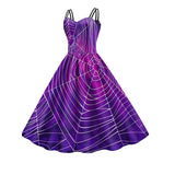Women‘s Halloween Dress Retro 1950s Vintage Dress Midi Dress Holiday Backless Print Pumpkin Spaghetti Strap Sleeveless Regular Fit Spring Fall 2023 Deep Purple Purple S M L XL