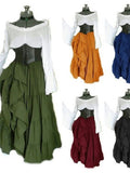 Women‘s Halloween Dress Retro Classic Vintage Dress Long Dress Maxi Dress Outdoor Ruched Patchwork Color Block Crew Neck Long Sleeve Loose Fit Spring Fall 2023 claret Deep Purple S M L XL