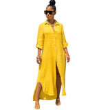 Women fashionable Shirt-style Button Dress Ladies Casual Long Street Dress Large Size Loose Home Commuter Print Dress