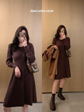 Zjkrl - Knitted Dress Women Casual Long Sleeve Vintage Elegant Office Sweater Dress Female 2023 Spring One-piece Dress Korean Outerwear