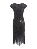 Women‘s Halloween Dress Party Dress Fringe Dress Sequin Dress Midi Dress Silver Black White Sleeveless Floral Sequins Summer Spring Fall Crew Neck Party Party Summer Dress 2023 XS S M L XL XXL