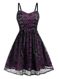 Women‘s Halloween Dress Vintage Retro Vintage Dress Midi Dress Outdoor Lace Drawstring Skull Spaghetti Strap Sleeveless Regular Fit Summer Spring 2023 Black Grey Black and Blue S M L XL