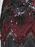 Women‘s Halloween Dress Retro 1920s Fringe Dress Midi Dress Party Outdoor Sequins Tassel Fringe Plain V Neck Sleeveless Regular Fit Summer Spring 2023 claret Black S M L XL